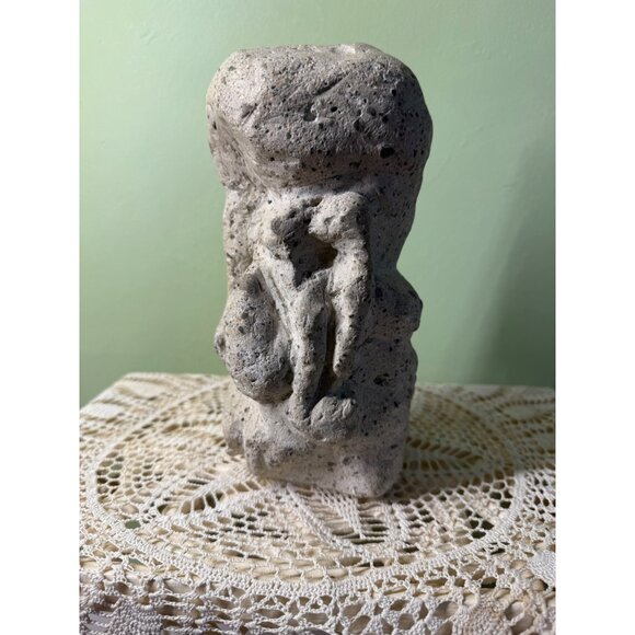 Vintage MCM Stone Abstract Tiki Head Decor 8x4" - Picture 9 of 13